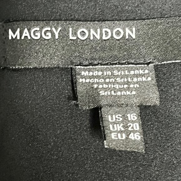 Maggie London Cocktail Sheath Cap Sleeve Ruffle Hem - Black - 16 - Picture 10 of 10